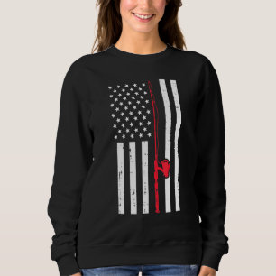 American Flag Fishing Pole Rod Vintage Patriotic F Sweatshirt