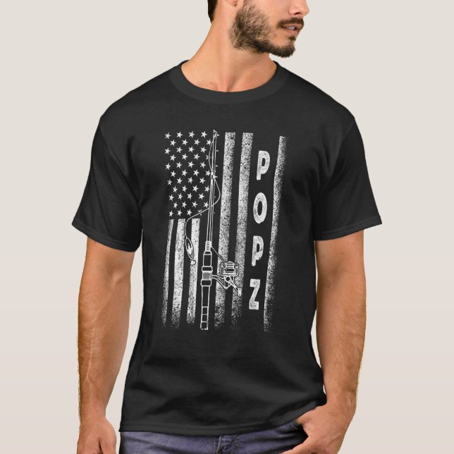 American Flag Fishing Popz T-Shirt (Front)