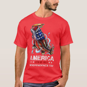 American Flag Fishing Rod 4th Of July Patriotic Fi T-Shirt