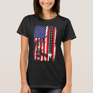 American Flag Fishing Rod Fishing  4th Of July T-Shirt