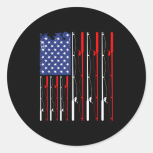American Flag Fishing Rod Fishing Lover  Classic Round Sticker