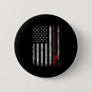 American Flag Fishing Rod Fishing Lover Vintage Fi 6 Cm Round Badge