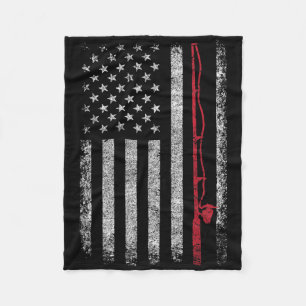 American Flag Fishing Rod Fishing Lover Vintage Fi Fleece Blanket