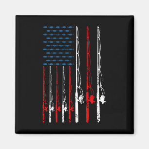 American Flag Fishing Rod Fishing Lover Vintage Fi Magnet