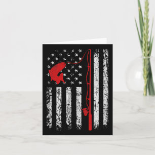 American Flag Fishing Rod Patriotic Fishing Gifts  Card