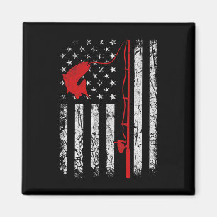 American Flag Fishing Rod Patriotic Fishing Gifts Magnet