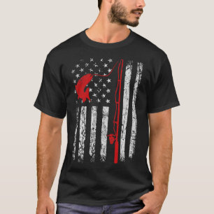 American Flag Fishing Rod Patriotic Fishing Gifts T-Shirt
