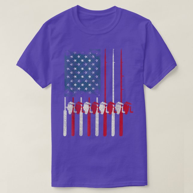 American Flag Fishing Rod Tee Fishing Lover  (Design Front)