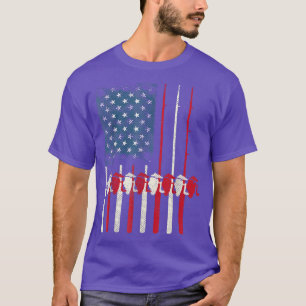 American Flag Fishing Rod Tee Fishing Lover