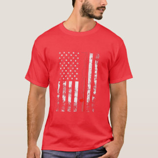 American Flag Fishing Rod Usa Patriotic Gift 64  T-Shirt