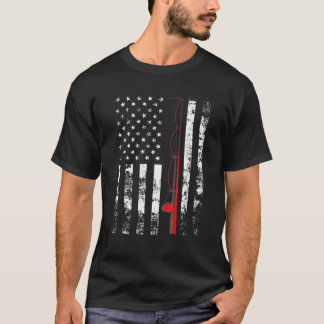 American Flag Fishing Rod USA Patriotic Gift T-Shirt