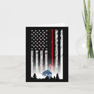 American Flag Fishing Rod Usa Patriotic Lover Card
