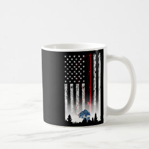 American Flag Fishing Rod Usa Patriotic Lover  Coffee Mug