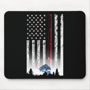 American Flag Fishing Rod Usa Patriotic Lover  Mouse Pad