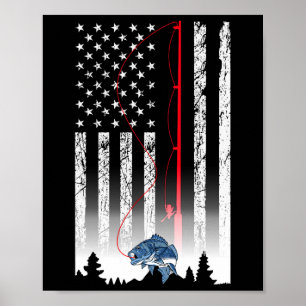 American Flag Fishing Rod Usa Patriotic Lover Poster