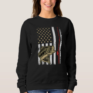 American Flag Fishing Rod Vintage Grunge Largemout Sweatshirt
