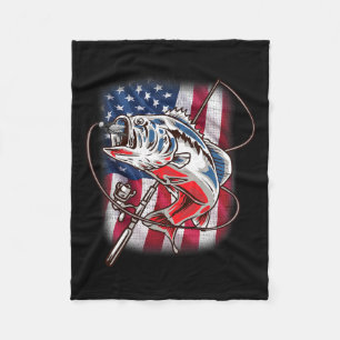 American Flag Fishing Shirt Vintage Usa B Fisherma Fleece Blanket