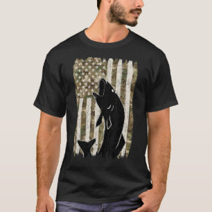 American Flag Fishing Usa Us Fish Fisherman Camo C T-Shirt