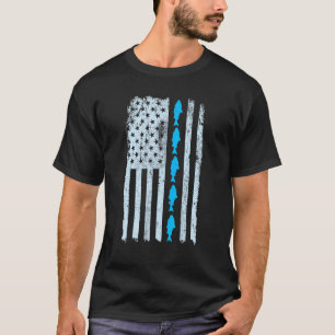 American Flag Fishing Vintage Fish Fisherman Patri T-Shirt