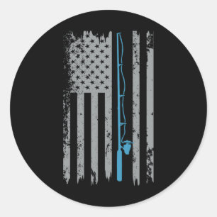 American Flag Fishing Vintage Fisherman Classic Round Sticker