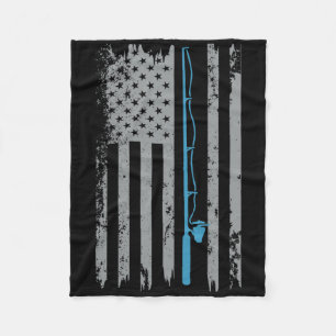 American Flag Fishing Vintage Fisherman Fleece Blanket