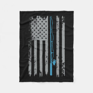 American Flag Fishing Vintage Fisherman Fleece Blanket
