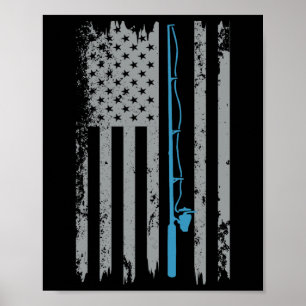 American Flag Fishing Vintage Fisherman Poster