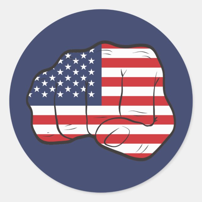 American Flag Fist Classic Round Sticker (Front)