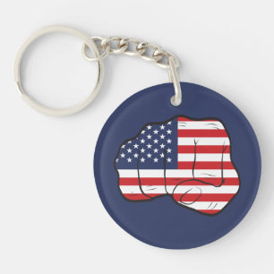 American Flag Fist Key Ring