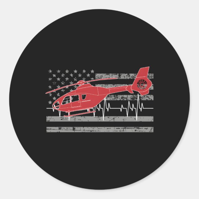 American Flag Flight Medic Hebeat Classic Round Sticker (Front)