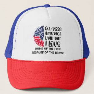 American Flag Flower with Heartfelt Blessing Trucker Hat