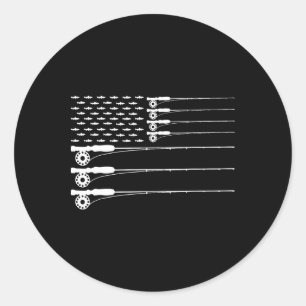 American Flag Fly Fishing Rod Trout Patriot Men T  Classic Round Sticker