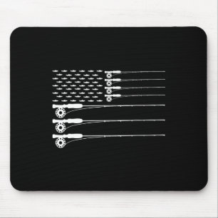 American Flag Fly Fishing Rod Trout Patriot Men T  Mouse Pad