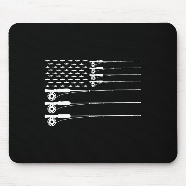 American Flag Fly Fishing Rod Trout Patriot Men T  Mouse Pad (Front)