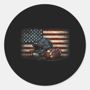 American Flag Football Helmet 4th of July Classic Round Sticker