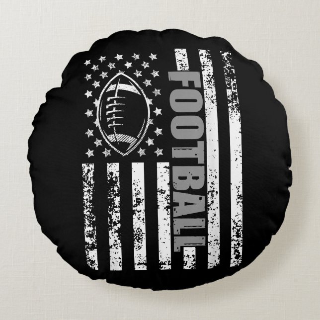 American Flag football Patriotic football Round Cushion (Front)