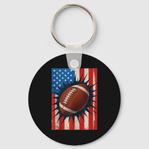 American Flag Football Shirt 4th Of July Patriotic Key Ring