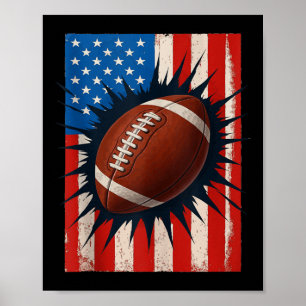 American Flag Football Shirt 4th Of July Patriotic Poster