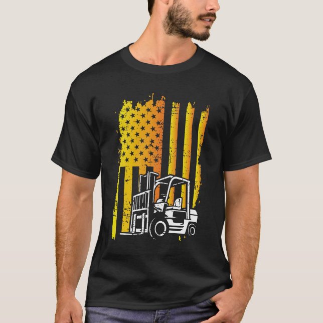 American Flag Forklift Operator T-Shirt (Front)