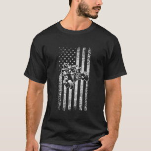 American Flag Four Wheeler Quad Men ATV Riding T-Shirt