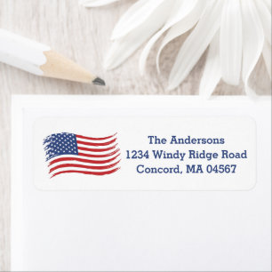 American Flag Fourth of July Address Return Address Label