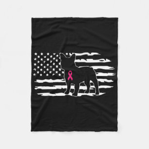 American Flag French Bulldog Breast Cancer Awarene Fleece Blanket