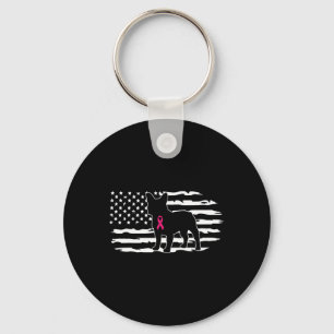 American Flag French Bulldog Breast Cancer Awarene Key Ring