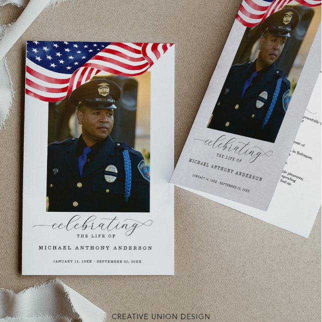 American Flag Funeral Program Template for Service Flyer (Creator Uploaded)