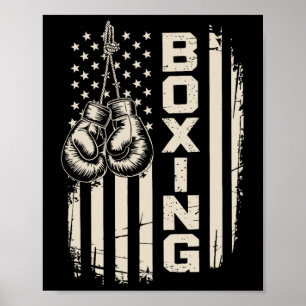 American Flag Funny Boxing Fighter Gym Gloves For  Poster