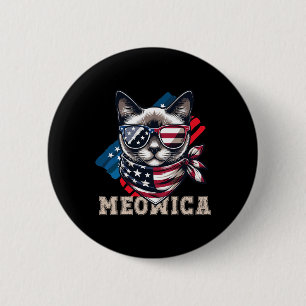 American Flag Funny Cat Meme Patriotic Meowica Usa 6 Cm Round Badge
