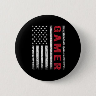 American Flag Funny Gamer Gift Video Games Boys Me 6 Cm Round Badge