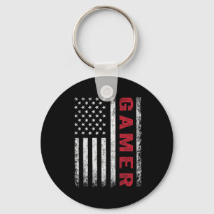 American Flag Funny Gamer Gift Video Games Boys Me Key Ring