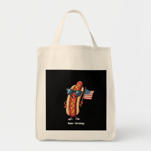 American Flag Funny Hotdog Sunglasses 4th of July Tote Bag