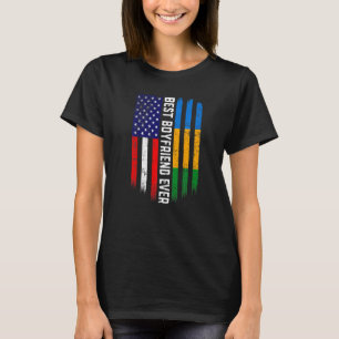 American Flag & Gabon Flag Best Boyfriend Ever Fam T-Shirt
